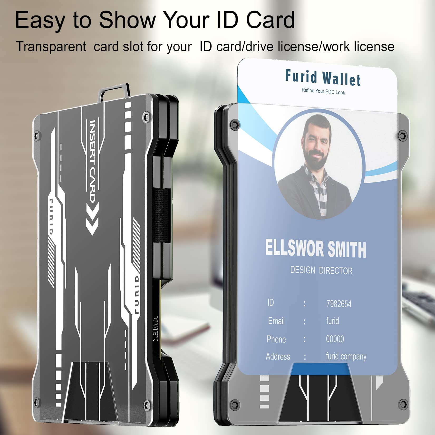 Furid Wallet for Men Slim Minimalist Metal Wallet, Mens Wallet with Money Clip