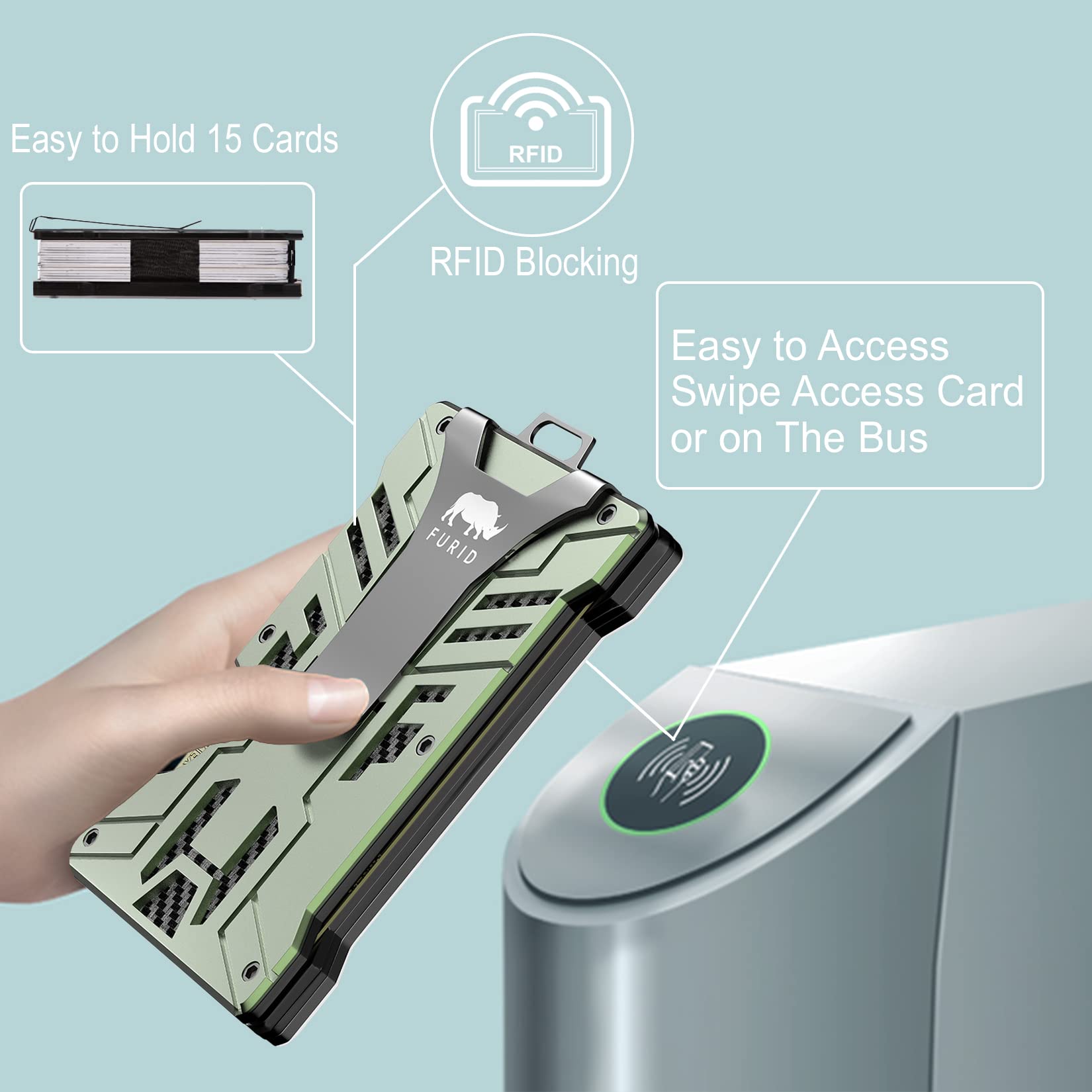 Furid Wallet for Men Slim Minimalist Metal Wallet, Mens Wallet with Money Clip